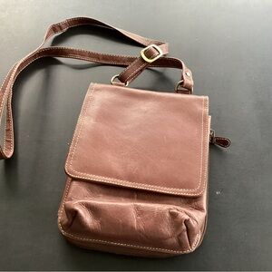 Classic Chaos Brown Leather Messenger Bag with Adjustable Strap